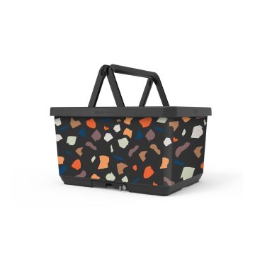 Fietsmand met slot en kliksysteem voor bagagedrager - voordrager The Basky basket design Animal meets camouflage