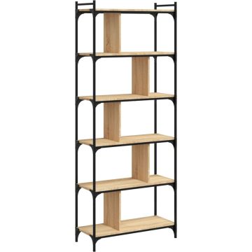 vidaXL-Boekenkast-6-laags-76x32x192-cm-bewerkt-hout-sonoma-eikenkleur