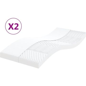 vidaXL-Schuimmatrassen-2-st-7-zones-hardheid-20-ILD-80x200-cm-wit