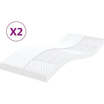 vidaXL-Schuimmatrassen-2-st-7-zones-hardheid-20-ILD-90x190-cm-wit