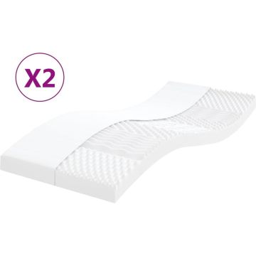 vidaXL-Schuimmatrassen-2-st-7-zones-hardheid-20-ILD-90x200-cm-wit