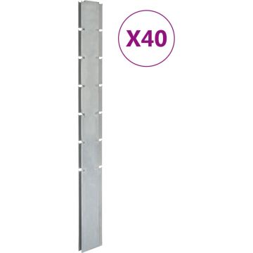 vidaXL Schuttingpalen 40 st 180 cm gegalvaniseerd staal zilverkleurig