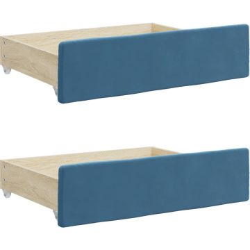 vidaXL-Bedlades-2-st-bewerkt-hout-en-fluweel-blauw