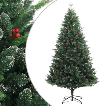 vidaXL-Kunstkerstboom-met-scharnieren-en-rode-bessen-150-cm