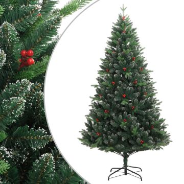 vidaXL-Kunstkerstboom-met-scharnieren-en-rode-bessen-210-cm