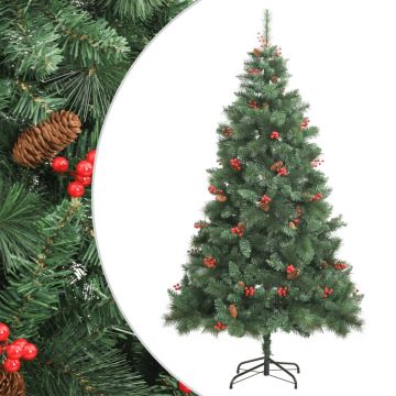 vidaXL-Kunstkerstboom-met-scharnieren-dennenappels-en-bessen-210-cm