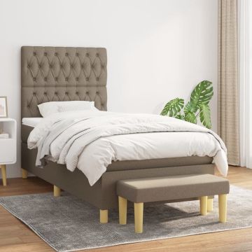 vidaXL Boxspring met matras stof taupe 100x200 cm