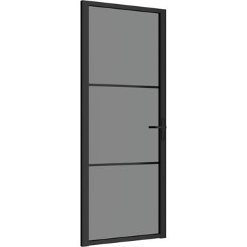 vidaXL Binnendeur 83x201,5 cm ESG-glas en aluminium zwart