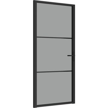 vidaXL Binnendeur 93x201,5 cm ESG-glas en aluminium zwart