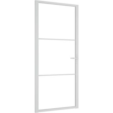 vidaXL Binnendeur 93x201,5 cm ESG-glas en aluminium wit