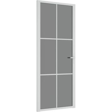 vidaXL Binnendeur 83x201,5 cm ESG-glas en aluminium wit