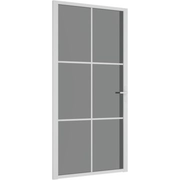 vidaXL Binnendeur 102,5x201,5 cm ESG-glas en aluminium wit