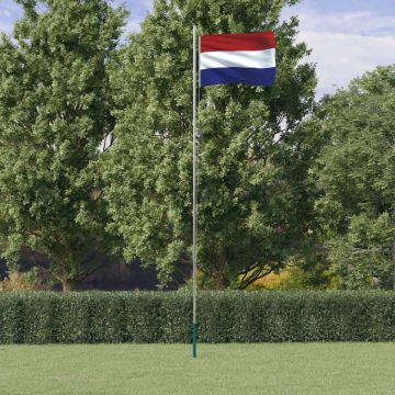 vidaXL Vlag met vlaggenmast Nederland 6,23 m aluminium