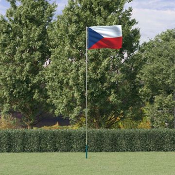 vidaXL Vlag met vlaggenmast Tsjechië 5,55 m aluminium