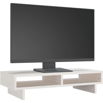 vidaXL Monitorstandaard 60x27x14 cm massief grenenhout wit