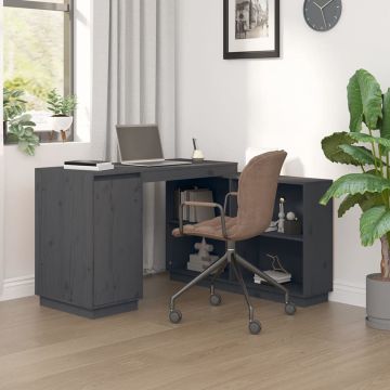 vidaXL Bureau 110x50x75 cm massief grenenhout grijs