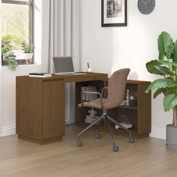 vidaXL Bureau 110x50x75 cm massief grenenhout honingbruin