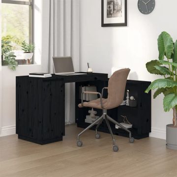 vidaXL Bureau 110x50x75 cm massief grenenhout zwart