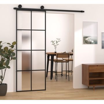 vidaXL Schuifdeur met beslag 76x205 cm ESG-glas en aluminium