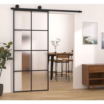 vidaXL Schuifdeur met beslag 90x205 cm ESG-glas en aluminium