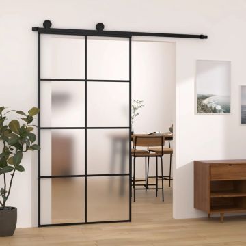 vidaXL Schuifdeur met beslag 102,5x205 cm ESG-glas en aluminium