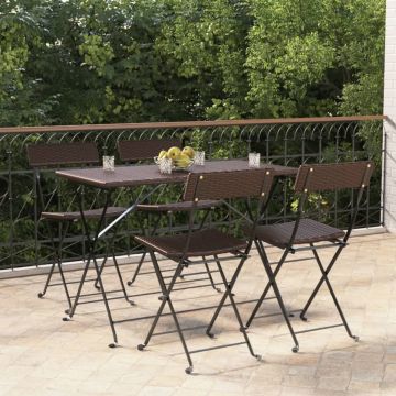 vidaXL Bistrostoelen 4 st inklapbaar poly rattan en staal bruin