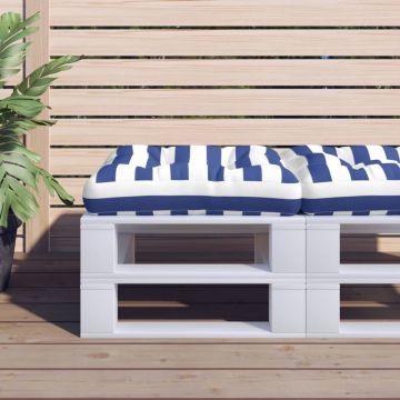 vidaXL Palletkussen gestreept 60x60x12 cm stof blauw en wit