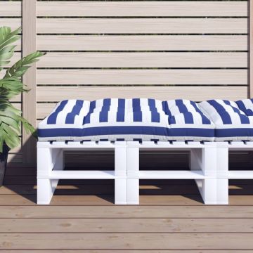 vidaXL Palletkussen gestreept 120x80x12 cm stof blauw en wit