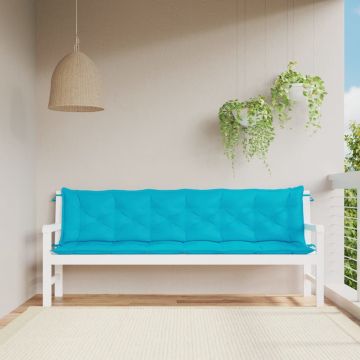 vidaXL Tuinbankkussens 2 st 200x50x7 cm stof turquoise