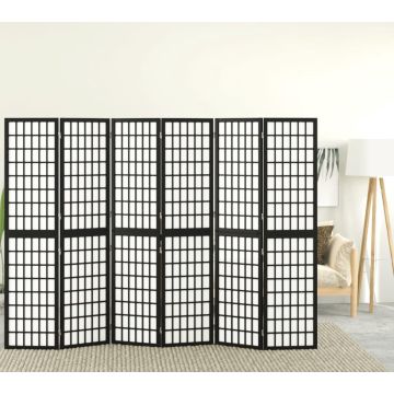 vidaXL Kamerscherm inklapbaar 6 panelen Japanse stijl 240x170 cm zwart