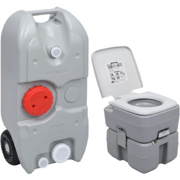 vidaXL Campingtoilet en watertankset draagbaar