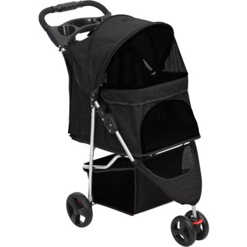 vidaXL Hondenwagen inklapbaar 80x46x98 cm oxford stof zwart