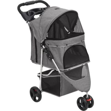 vidaXL Hondenwagen inklapbaar 80x46x98 cm oxford stof grijs