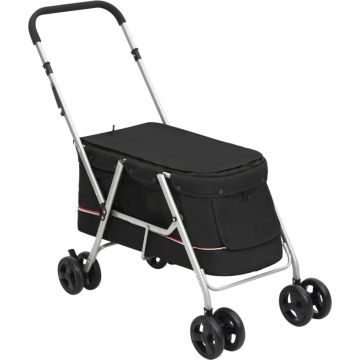 vidaXL Hondenwagen inklapbaar 100x49x96 cm linnenstof zwart