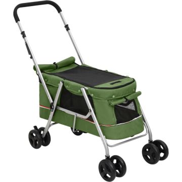 vidaXL Hondenwagen inklapbaar 100x49x96 cm linnenstof groen