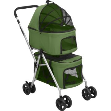 vidaXL Hondenwagen 2-laags inklapbaar 83x48x97 cm oxford stof groen