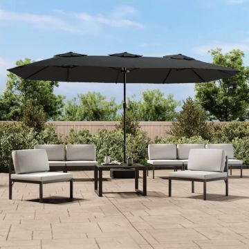 vidaXL Parasol dubbel met LED 449x245 cm antracietkleurig