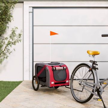 vidaXL Hondenfietskar oxford stof en ijzer rood en grijs