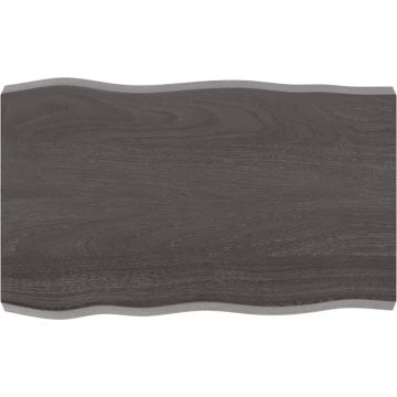 vidaXL Tafelblad natuurlijke rand 80x50x6 cm eikenhout donkerbruin