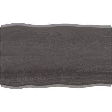 vidaXL Tafelblad natuurlijke rand 100x60x4 cm eikenhout donkerbruin