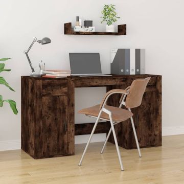 vidaXL Bureau met kast bewerkt hout gerookt eikenkleurig