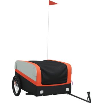 vidaXL-Fietskar-45-kg-ijzer-zwart-en-oranje