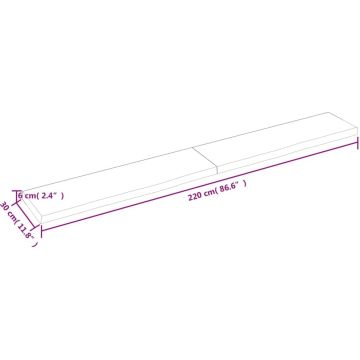 vidaXL-Wastafelblad-220x30x6-cm-behandeld-massief-hout-donkergrijs