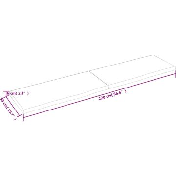 vidaXL-Wastafelblad-220x50x6-cm-behandeld-massief-hout-donkergrijs