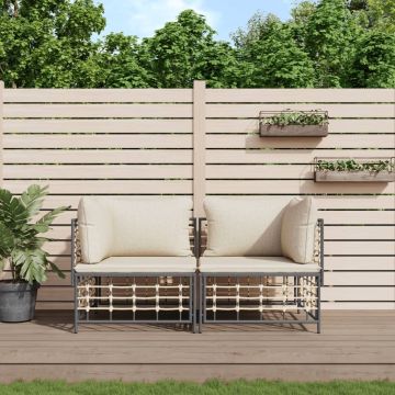 vidaXL Hoekbanken sectioneel met kussens 2 st poly rattan