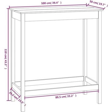 Bartafel 100x50x110 cm massief grenenhout wit