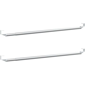 Gordijnrails 2 st 40-60 cm aluminium wit en zilverkleurig