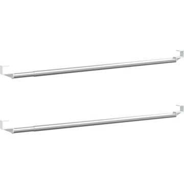 Gordijnrails 2 st 60-105 cm aluminium wit en zilverkleurig