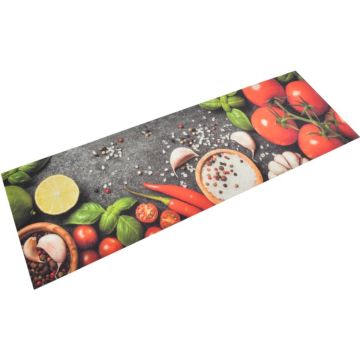 vidaXL Keukenmat wasbaar groenteprint 60x180 cm fluweel
