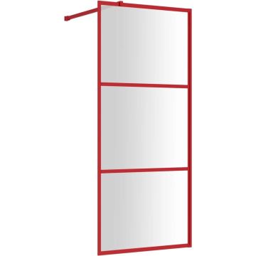 vidaXL-Inloopdouchewand-transparant-90x195-cm-ESG-glas-rood